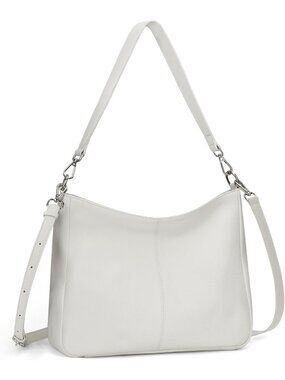 Women's White Genuine Leather Hobo Bag Shoulder Crossbody 2 Shoulder Strap Bags
